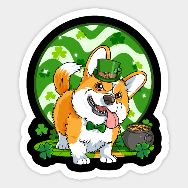 Pembroke Welsh Corgi Leprechaun St Patricks Day Irish Dog Sticker by Noseking